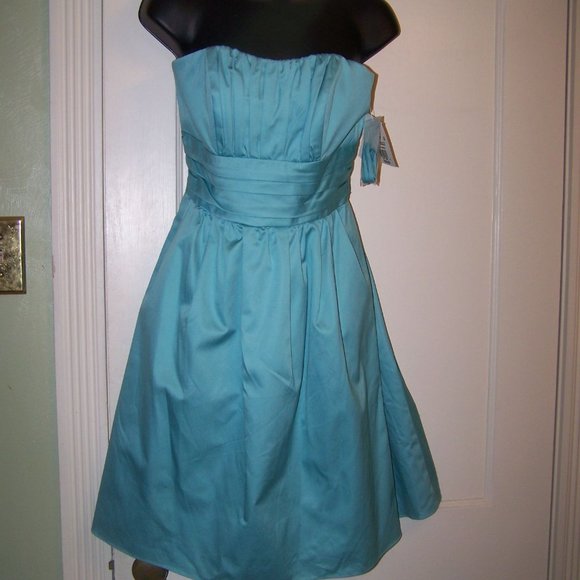 David's Bridal Dress Wedding Party Cocktail 6 NWT Blue - Picture 2 of 15
